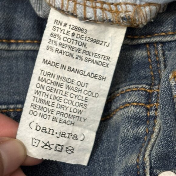 Ban Jara Bellbottom Flared High Rise Jeans Butterfly Pattern Size 1/24 Hippie - Picture 9 of 11